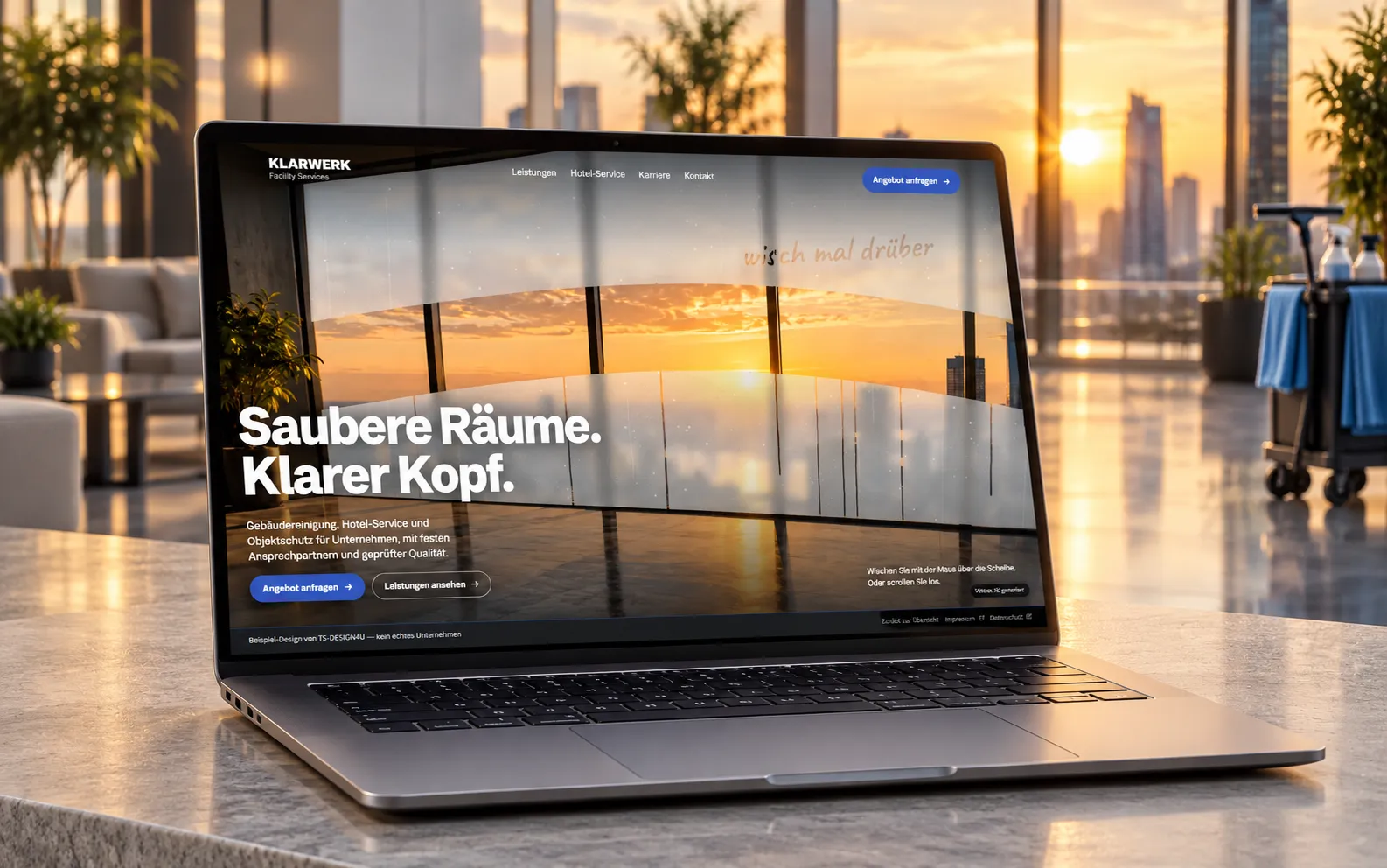 Projekt-Mockup KLARWERK auf einem Laptop